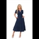 thumbnail image 1 of Vestido de Larga con Cuello en V, Plisado y Mangas Abullonadas, Azul Marino L, 1 of 4