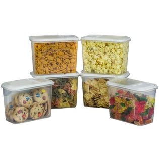 6 Pack Food Storage Dispenser Plastic Container 7.5 Cup BPA Free Canister with Flip Top Lid Pasta