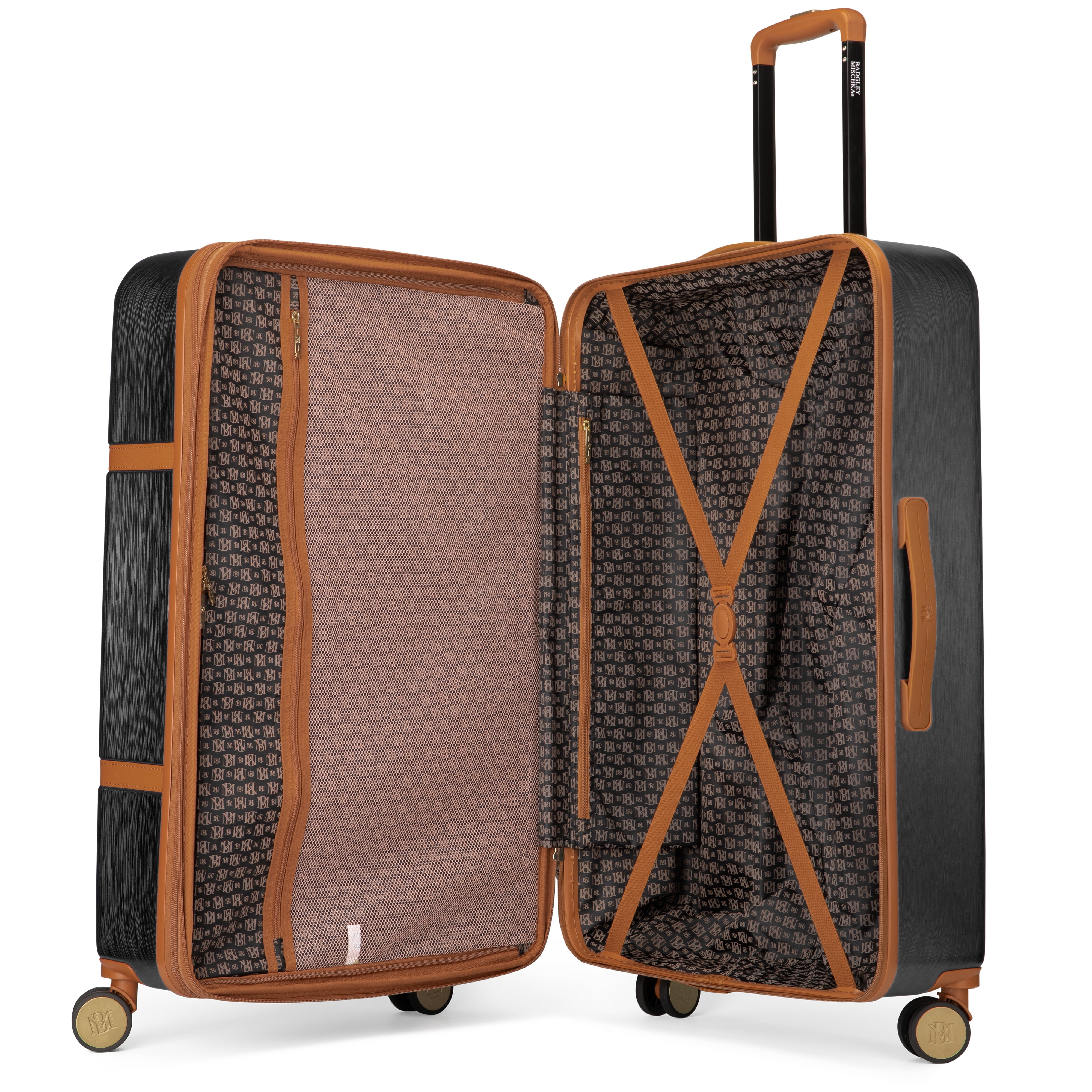 BADGLEY MISCHKA Grace 3 Piece Expandable Retro Luggage Set - Black