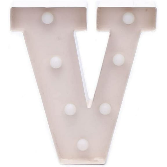 Home by Jackie Inc Decorative White Vintage Rustic Metal Hanging Light up LED Letter “V”