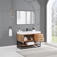 thumbnail image 4 of Bianco 48" Wood Vanity in Light Brown with White Composite Stone Top and Mirror, 4 of 13