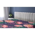 thumbnail image 5 of Ambesonne Floral Fitted Sheet, Sketch Abstract Peonies Art, Queen Size, Navy Blue and Dark Pink, 5 of 5