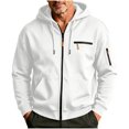 thumbnail image 2 of Men's Hooded Sweatshirt With Zipper Solid Long Sleeved Cardigan Casual Fashionable Coats, 2 of 8