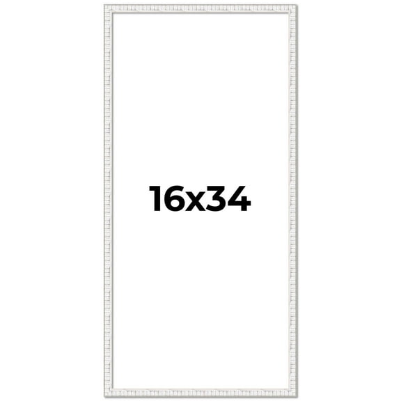 16x34 Frame White Real Wood Picture Frame Width 0.75 inches | Interior Frame Depth 0.5 inches |