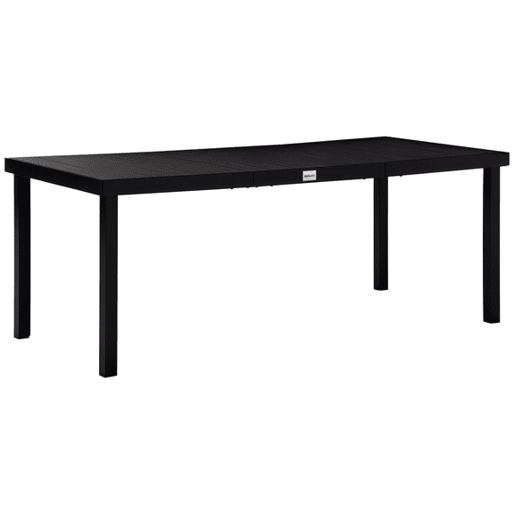 Homiyad 8 People Rectangular Pedestal Dining Table, with Aluminum Frame, All-Weather HDPE Wood Top, Foot Pads for Garden, Patio, Black | Aosom.com