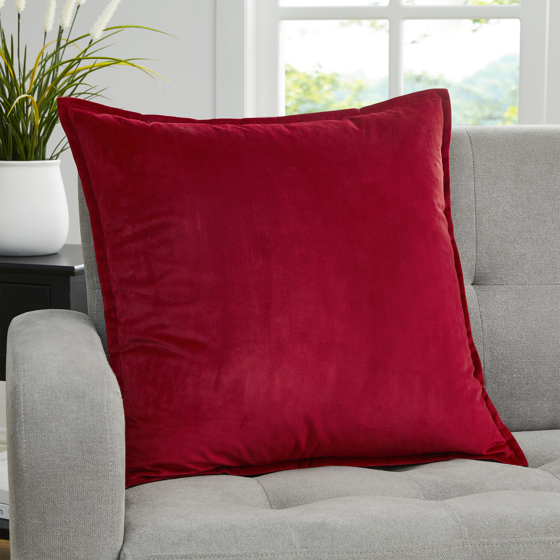 Better Homes & Gardens 20" x 20" Reversible Red Velvet Holiday Decorative Pillow