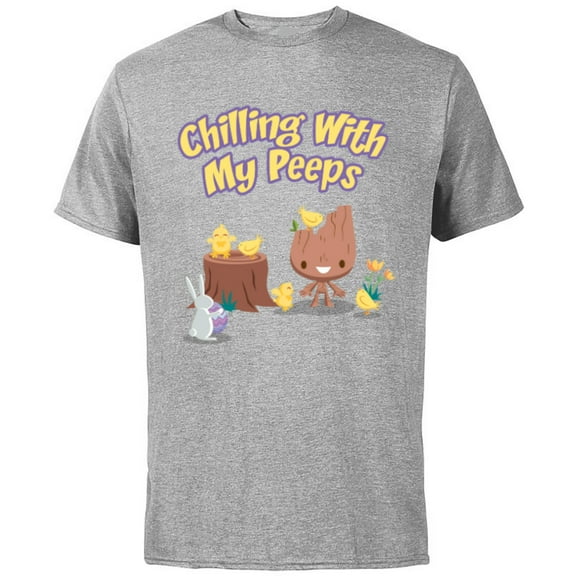 Marvel Guardians of the Galaxy Groot Chilling with My Peeps - Short Sleeve Cotton T-Shirt for Adults - Customized-Athletic Heather