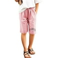 thumbnail image 3 of Toddler Kids Girls Casual Bermuda Shorts Drawstring Elastic Waistband Beach Shorts 3-13 Years, 3 of 3
