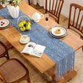 thumbnail image 3 of Nvzi Camino de mesa estilo granja, camino rústico con borlas, camino de mesa de lino y algodón trenzado a rayas estilo bohemio de 108 pulgadas de largo para cenas, fiestas y festividades, 3 of 5