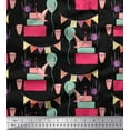 thumbnail image 1 of Soimoi Velvet Fabric Hanging Flag,Gift Box & Balloon Party Print Fabric by The Yard 58 Inch Wide, 1 of 1