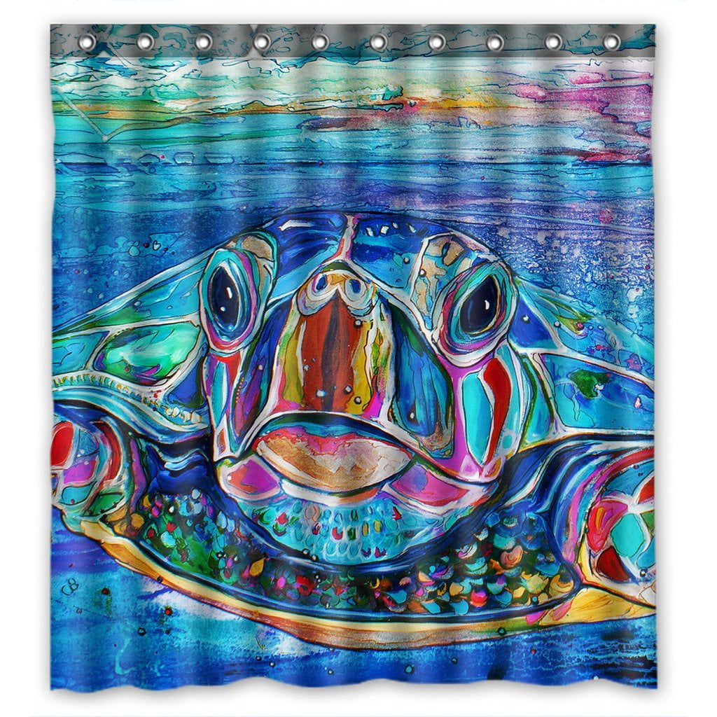 GCKG Sea Turtles Waterproof Polyester Shower Curtain Bathroom Deco
