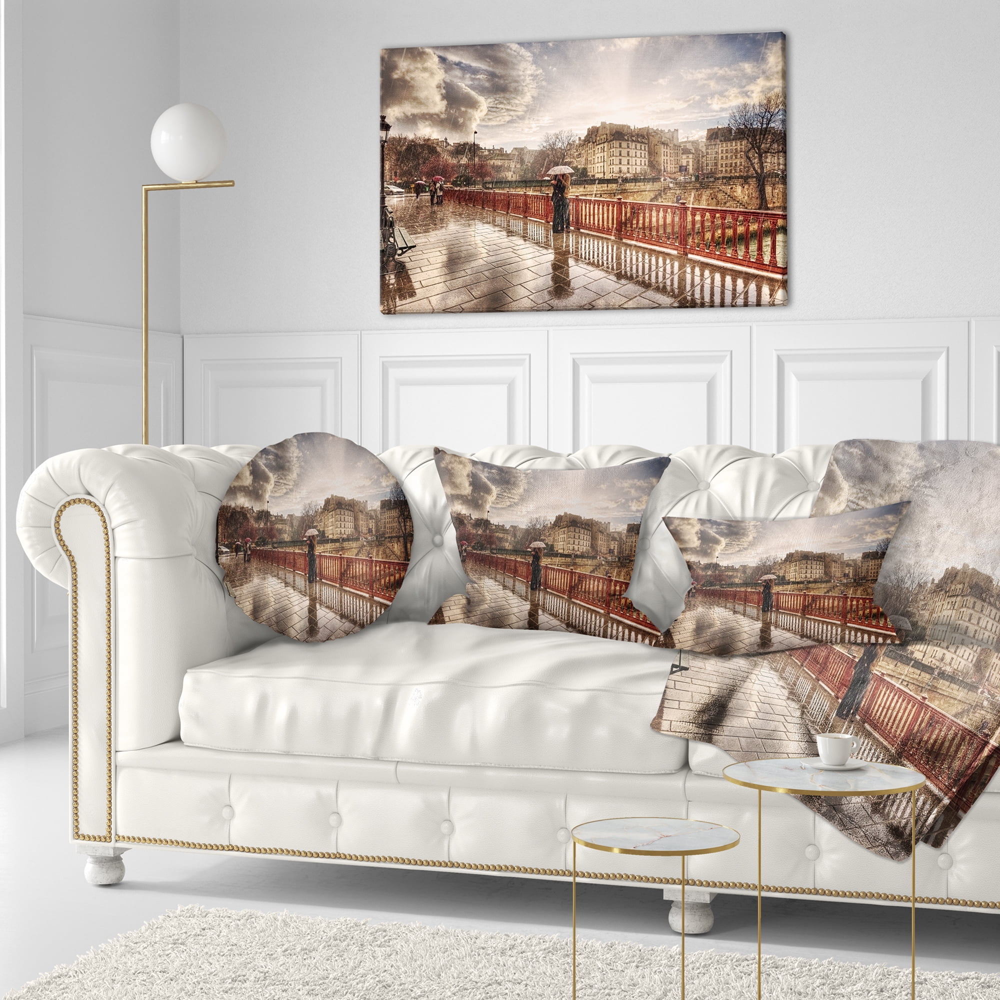 Designart Bridge in Rain - Landscape Photo Throw Pillow - 12x20