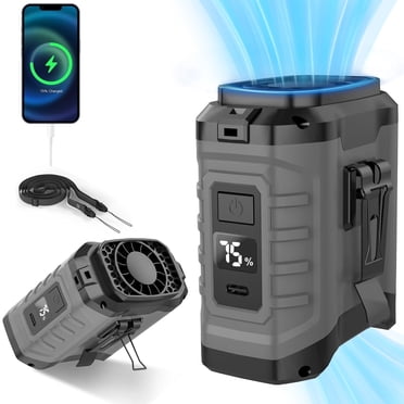10000mAh Portable Waist Fan Clip on Wearable Belt Personal Fan Rechargeable Battery operated With 5 Speeds & Neck Hands-Free 50H Cooling For Outdoor Camping Travel Fishing (Gray)