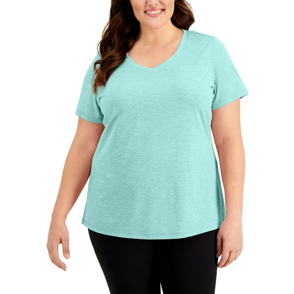 Ideology Womens Essentials Rapidry Heathered T-Shirt,Crystal Mist,3X