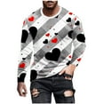 thumbnail image 2 of Qertyioot T-Shirt à Manches 3/4 à Col Rond pour Homme, Chandail Décontracté à Manches Longues, Blouse Imprimée de la Saint-Valentin, 2 of 5