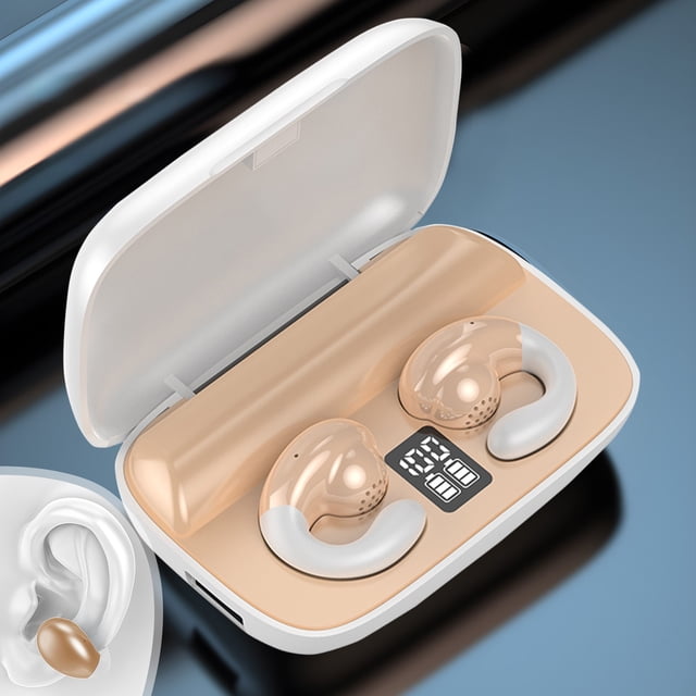 Pisexur Electronics - Audífonos inalámbricos con clip para la oreja para hombre, con función de traducción, 144 idiomas, Bluetooth 5.4, audífonos abiertos, ideales para correr, deportes, ciclismo, co