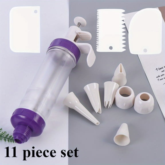 Dessert Decorating Syringe Set with 7 Icing Nozzles & 3 Cream Scrapers, Icing Dispenser for Cupcake Filling, Cake Decorating Tools for Cookies & Pastries