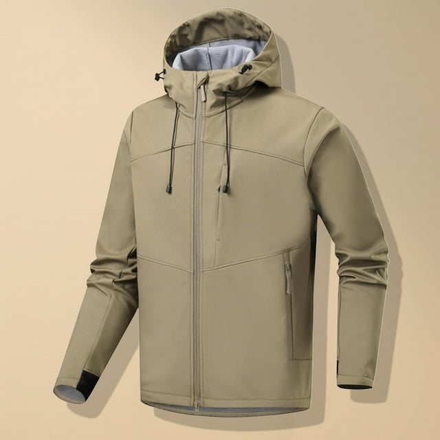 Veste Doublée en Polaire pour Hommes Imperméable Course Cyclisme Golf Randonnée avec Capuche Poches Zippées