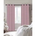 thumbnail image 2 of Blackout Curtains for Bedroom, Pink Room Darkening Window Drapes for Living Room, Grid Checkered Plaid Gingham Lattice Trellis Thermal Insulated Grommet Curtains, 52x96 inch, 2 Panels, 2 of 9