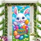 thumbnail image 1 of Decoraciones de Pascua, adornos de Pascua, regalos de Pascua, encantadora decoración de puerta de Pascua, adorable conejito con huevos de colores y feliz Pascua, decoración festiva de primavera, panca, 1 of 6