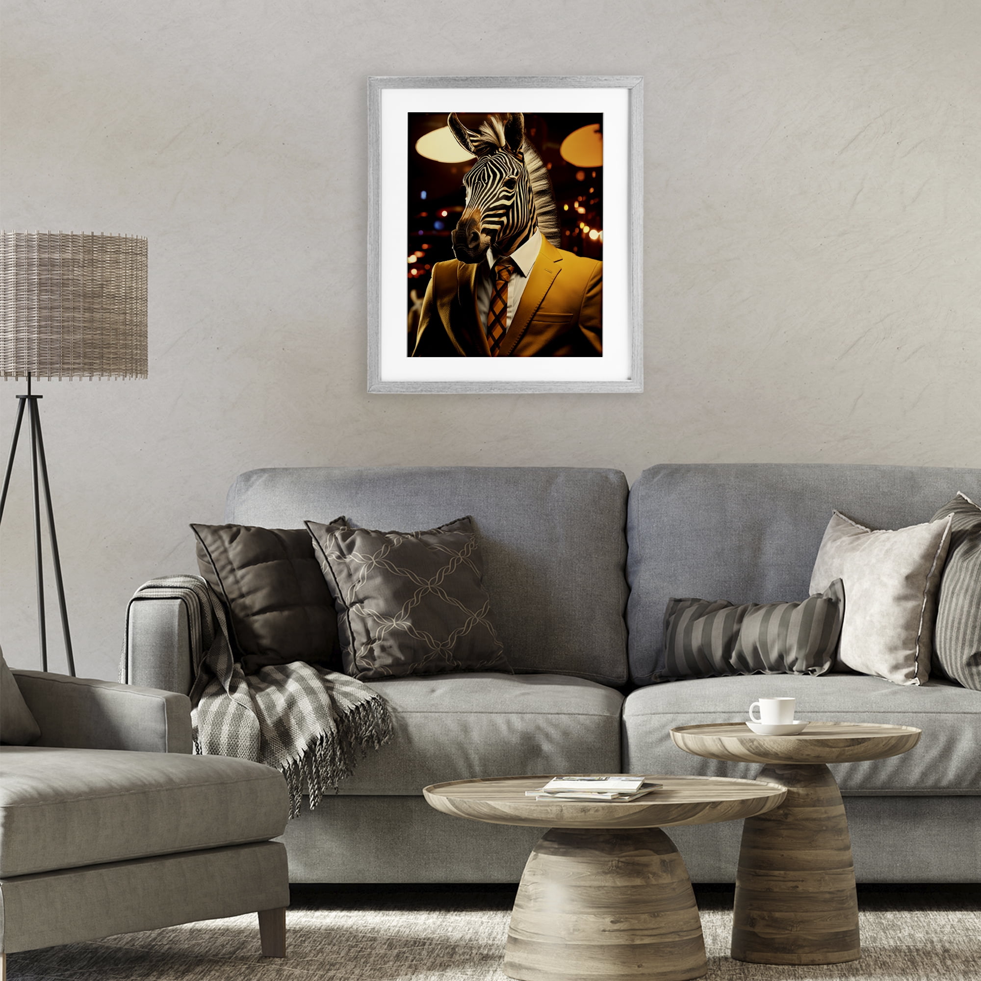 Stupell Industries Trendy Debonair Zebra Gray Framed Print Under Glass, design by Ray Powers