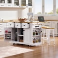 thumbnail image 3 of CHITA 53 inch Large Kitchen Island with Drop Leaf, Power Outlet, Door Internal Storage Rack, Rolling Kitchen Cart on 5 Wheels with 5 Open Side Racks for Kitchen, Dining Room, 3 of 9