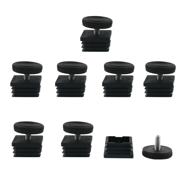 Patas de nivelación Uxcell 38 x 38 mm, inserto cuadrado ajustable, 8 juegos