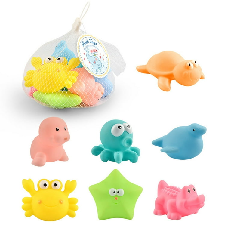 BOHS Rubber Squirting Fish - Cute Floating Cartoon Soft - Baby Bath Play  Water Marine Animals Toys - 6 Count