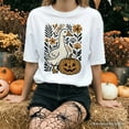thumbnail image 5 of Boho Goose Halloween Pumpkin T-Shirt, Spooky Fall Floral Tee, 5 of 6