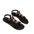 thumbnail image 5 of hoksml Women's Boho Floral T-Strap Flat Sandals, Elastic Ankle Strap, Ethnic Beach Shoes, 5 of 8