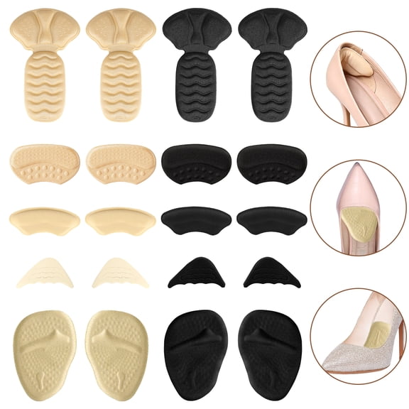 Yalumo 10 Pairs Heel Grips for Womens Shoes, Heel Cushion Pads for Shoes Too Big, Heel Grips Cushion, Metatarsal Pads and Toe Protectors Set for Slipping & Blisters, Soft Shoe Filler Inserts