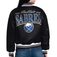 thumbnail image 2 of Women's Starter  Black Buffalo Sabres Arch Stripe Satin Full-Snap Varsity Jacket, 2 of 3