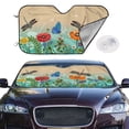 thumbnail image 2 of Uemuo Colorful Plants And Insects Pattern Accordion Car Windshield Sun Shade, Foldable Reflective Sun Visor for Car, Reflector Windshield Sunshade-Small, 2 of 7