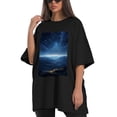 thumbnail image 4 of Plus Size Shirt for Women Black Tops for Women Short Sleeves Shirt for Women Night Sky 4 T Shirt Crewneck Shirt for Women 5XL, 4 of 5