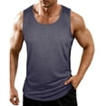 thumbnail image 3 of Agkizg Men's Workout Tank Top Solid Color Crew Neck Sleeveless Summer Base Layer Fitness Top, 3 of 5