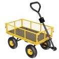thumbnail image 2 of Ktaxon Steel Garden Dump Cart 42.3"D x 36.2"W x 20.1"H, Heavy Duty 440lbs Utility Wagon with Removable Handle, Yellow, 2 of 10