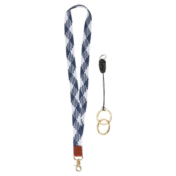 Uxcell Elastic Lanyard for Keys, Cute Keychain Neck Lanyard for Women Men Teacher Long Keychain Braid Strap for ID Badge Wallet Phone Card Business Office, Blue White