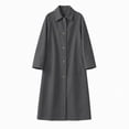 thumbnail image 4 of Ayolanni Women's Long Trench Coat Casual Single Breasted Lapel Jackets Long Sleeve Lightweight Fall Outerwear with Pockets Dark Gray L, 4 of 9