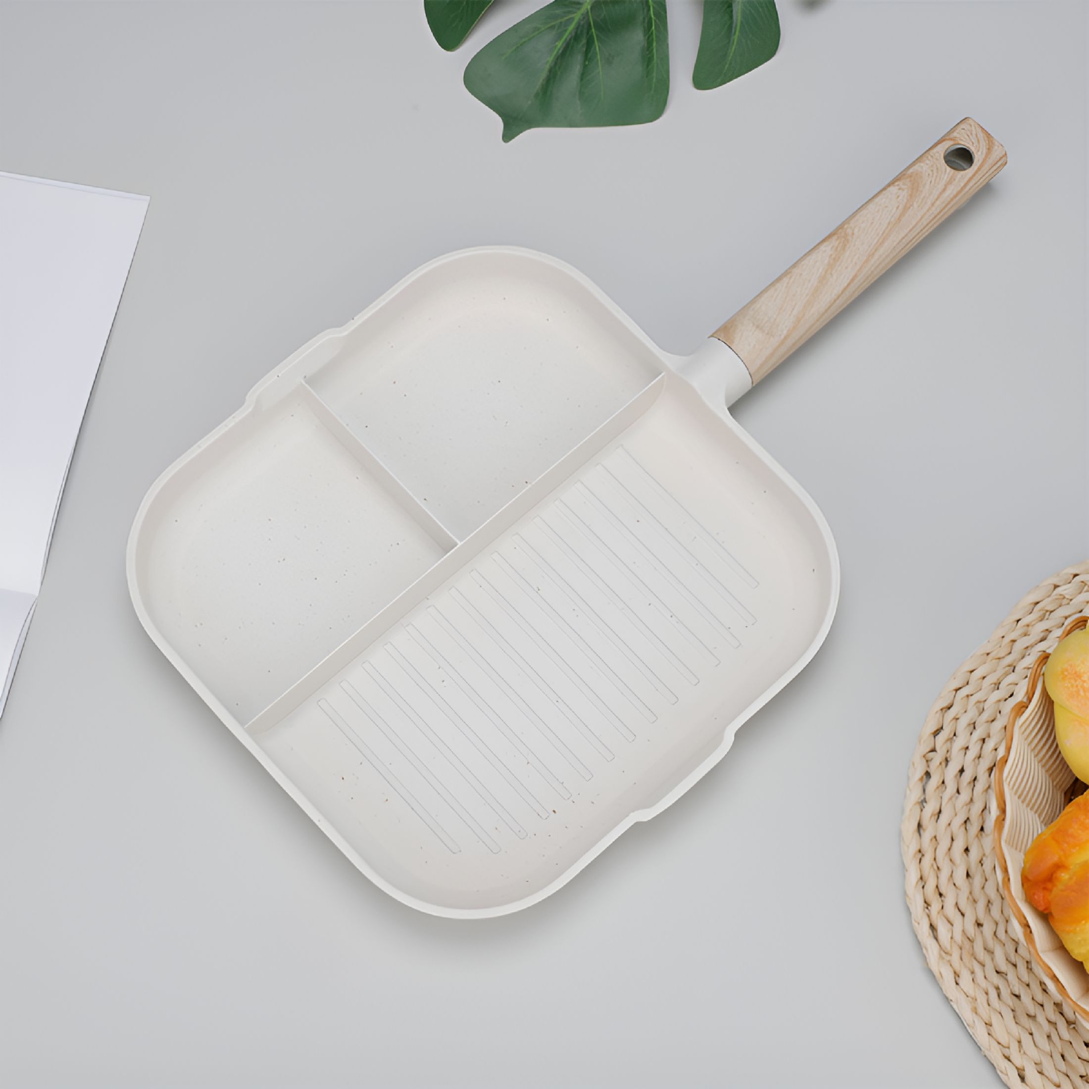 ACDANC Cookware Pots And Pans Set Non Stick Three In One Maifan Stone Multi Grid Frying Pan Breakfast Special Egg Artifact Steak Flat Non Stick Pan
