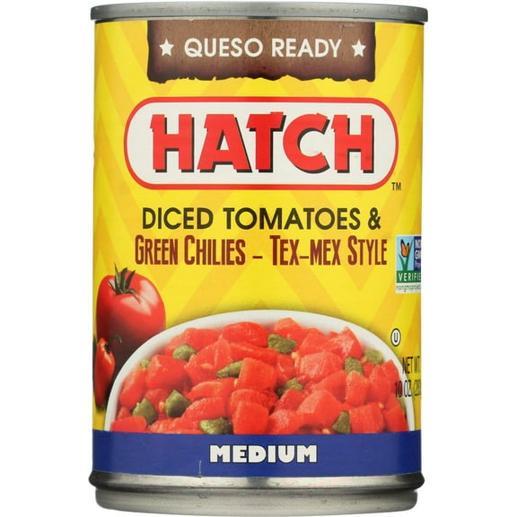 HATCH Diced Tomatoes & Green Chilies Tex-Mex Style, 10oz, Kosher, Gluten Free, Non-GMO Certified