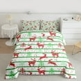 thumbnail image 2 of Feelyou Red Reindeer Print Bedding Comforter Set for Kids, Green Christmas Tree Twin Comforter Sets, Stripes Geometric Reversible Bedding Set, Super Cozy Room Decor, 2 Pieces, 2 of 8