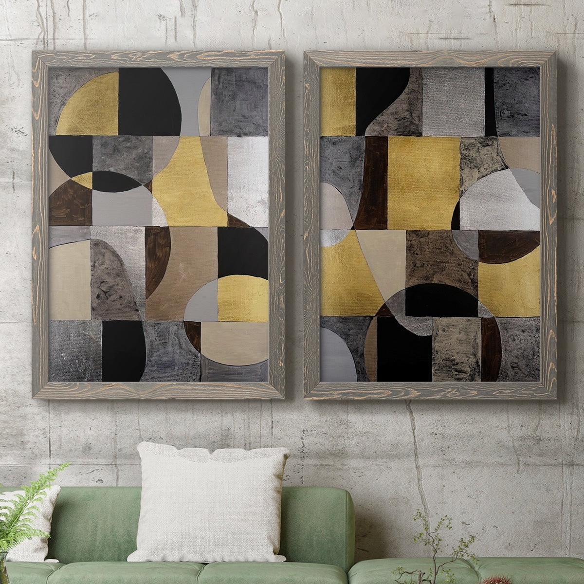 Neutral Framework I - Premium Framed Canvas 2 Piece Set - Ready to Hang