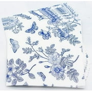40 Pack Blue White Floral Luncheon Napkins - Fancy Dessert Paper Napkins for Tea Party, Baby Shower, Birthday Party Supplies Decor