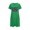 thumbnail image 2 of Womens Nightdress Sleepwear on Clearance Womens Plus Size Pajamas Dress Short Sleeve Crewneck Casual Sleepdress 4th of July Summer Flowy Nightgowns New Green XL, 2 of 5