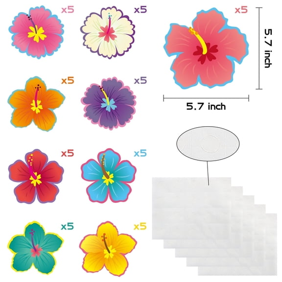 MALLMALL6 Flower Paper Cutouts for Bulletin Board Decor,Tropical Flower Sticker for Wall Decor,45Counts