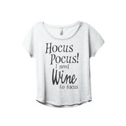 Angle View: Hocus Pocus I Need Wine To Focus Women's Fashion Slouchy Dolman T-Shirt Tee Heather White 3X-Large