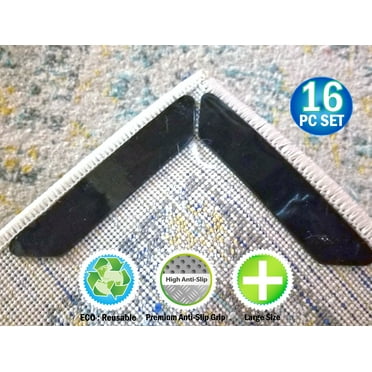 Reusable Rug Grippers Non Slip Anti Curling Pads for Corners – Washable 16pc Set