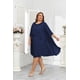 thumbnail image 4 of Vestido para mujer, talla grande, 2 piezas, para madre de la novia, vestido fluido de gasa con volantes, boda e invitada con chaquetas, azul marino, 16 W, 4 of 7