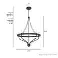 thumbnail image 6 of Hunter - Merlin 5-light Noble Bronze, Medium Size Chandelier, Dimmable, Industrial Style, Empire Shaped, for Bedrooms, Dining, Living Rooms - 19794, 6 of 7