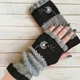 thumbnail image 3 of Daznico Winter Gloves, Autumn Winter Open Toe Knit with Patchwork Embroidery for Warm Mittens Style Touchscreen Friendly Cozy, 3 of 3